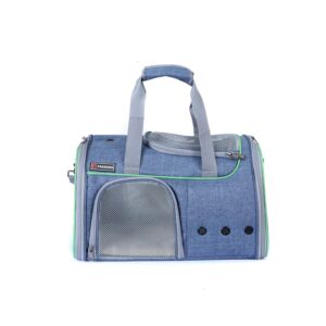 Freedog Aspen transportna torba za pse i mačke – Denim/Plava sa zelenim detaljima (45 x 28 x 28 cm)