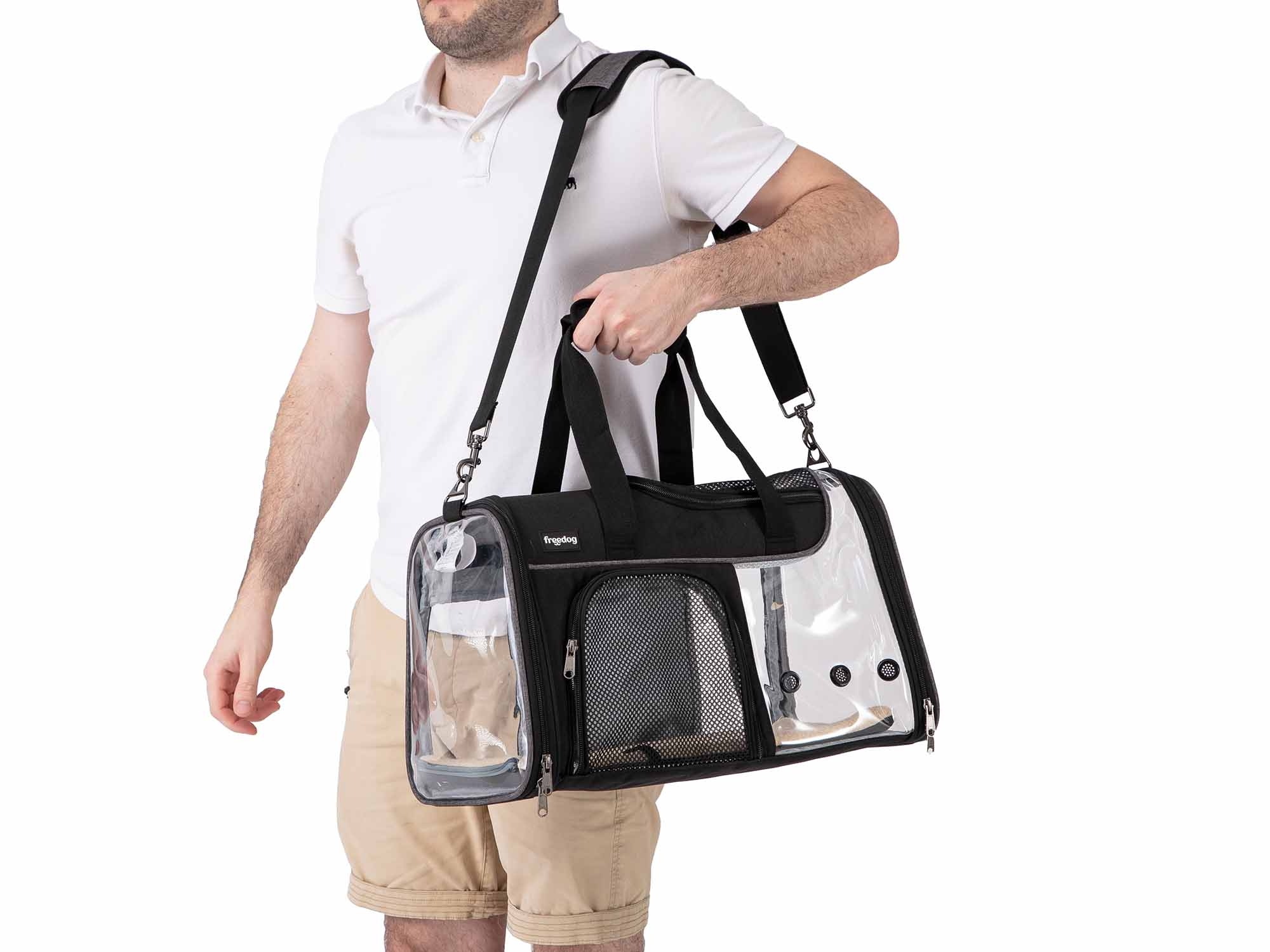 Freedog Prozirni Transporter JFK – Crni i Sivi (49 x 29 cm) - Image 3