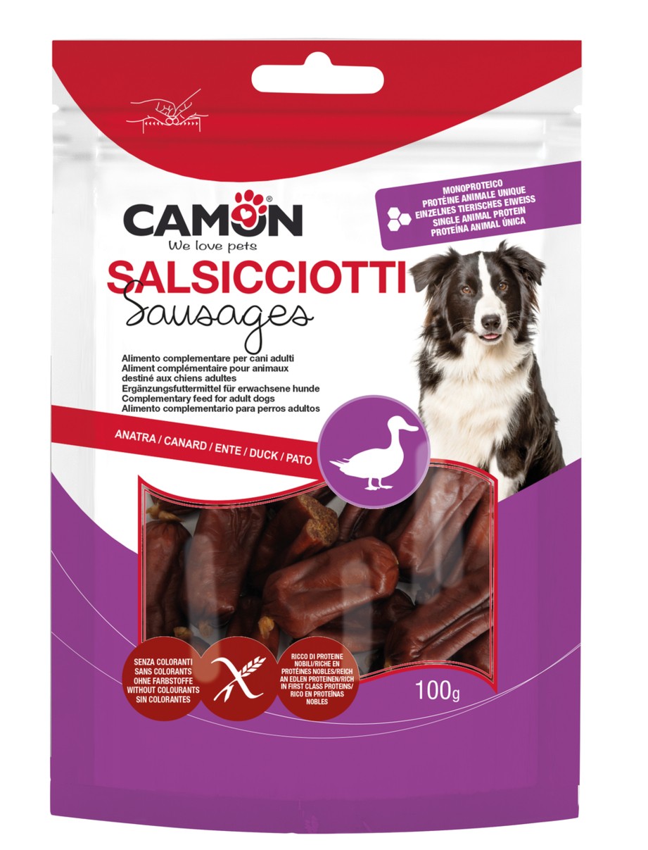 CAMON Monoproteinske mini kobasice za pse – Pačetina, 100 g (AB910/B)