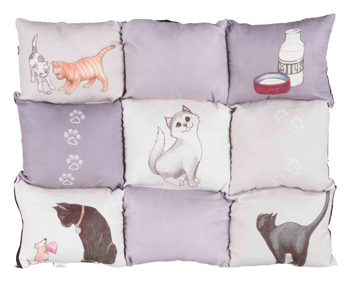 Trixie Patchwork Cat prošiveni jastuk za mačke sa džepom za catnip – Sivi (55 × 45 cm)