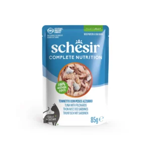 Schesir Complete Nutrition – Tunjevina sa plavom ribom u želeu, kesica 85g