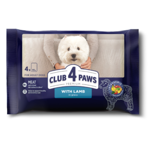 Club 4 Paws Premium Multipack for Adult Dogs – Vlažna hrana za odrasle pse sa jagnjetinom u sosu (4 x 85g)