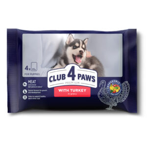 Club 4 Paws Premium Multipack for Puppies – Vlažna hrana za štenad sa ćuretinom u sosu (4 x 85g)