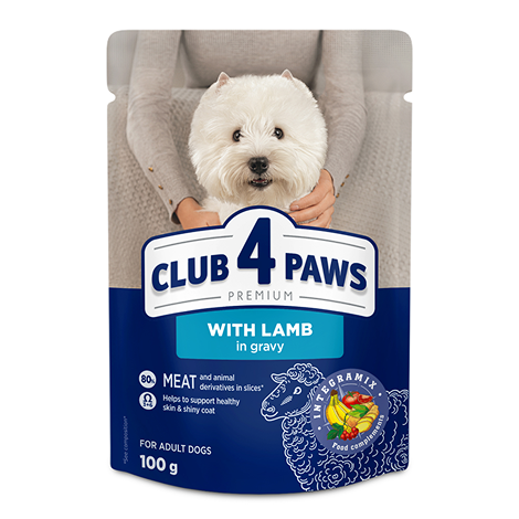 Club 4 Paws Premium for Adult Dogs – Vlažna hrana za odrasle pse sa jagnjetinom u sosu 100g
