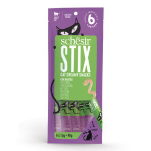 Schesir Stix Kremaste poslastice sa pačetinom 6x15g (90g) – Poslastica bez žitarica za odrasle mačke