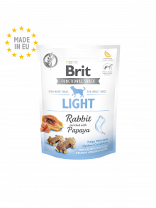 Brit Care Functional Snack Light – Poluvlažne funkcionalne poslastice za pse sklone gojaznosti sa kunićem i papajom (150g)