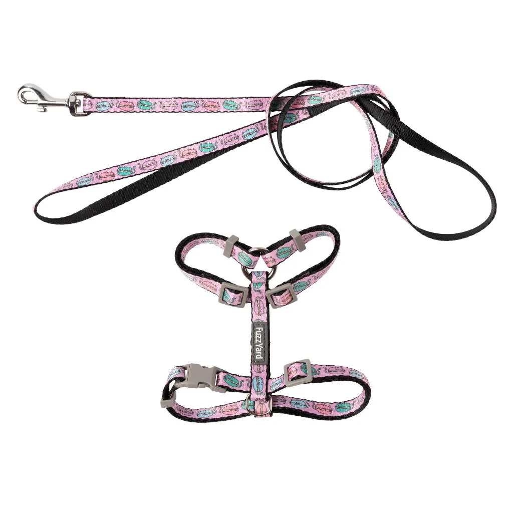 FuzzYard Meowcarons Cat Walking Set – Komplet am i povodac za mačke