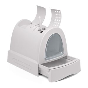 IMAC Zuma Zatvoreni toalet za mačke s ladicom – Svijetlosiva/Bijela (56x40x42.5 cm)