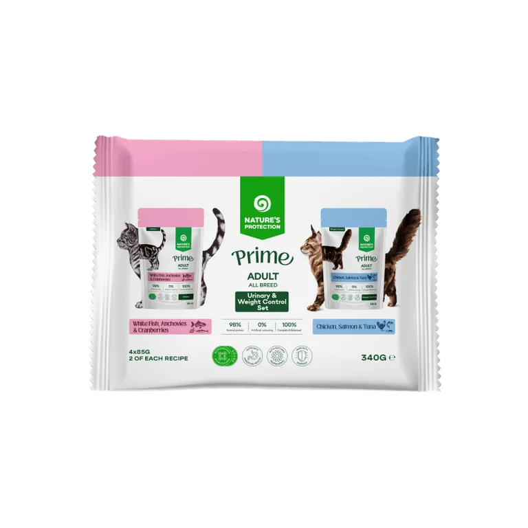 Nature's Protection Prime Adult Urinary & Weight Control Set 4x85g – Kompletna mokra hrana za mačke