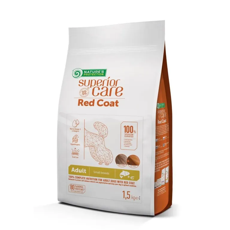 Nature's Protection Superior Care Red Coat Grain Free Adult Small Breeds – Super premium hrana bez žitarica za odrasle pse malih rasa sa crvenom i braon dlakom