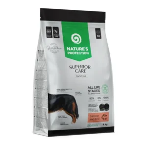 Nature's Protection Superior Care Dark Coat Salmon and Krill All Life Stages All Breed Dogs – Super premium hrana bez pšenice za pse svih rasa i uzrasta sa lososom i krilom 4kg