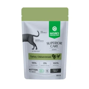 Nature's Protection Superior Care Kitten Turkey & Chicken Breast 85g – Mokra hrana za mačiće (Fileti u sosu)
