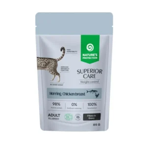Nature's Protection Superior Care Weight Control Adult Herring & Chicken Breast 85g – Mokra hrana za mačke (Fileti u sosu)