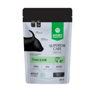 Nature's Protection Superior Care Dark Coat Adult Trout & Krill 85g – Mokra hrana za mačke (Fileti u sosu)