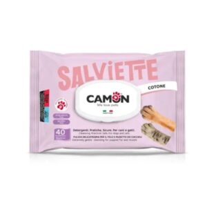 CAMON Salviette Cotone – Ultra nježne vlažne maramice za štence i mačiće (40 kom)